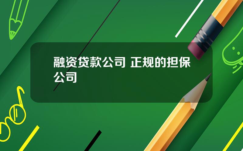 融资贷款公司 正规的担保公司